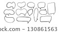 Chalk pencil speech bubble doodle set. Crayon drawn comic talk balloons and chat icons with grunge sketch texture. Hand drawn communication frames vector isolated on white background 130861563