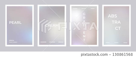 Pearl cream gradient background set. Simple beige silk soft poster. Modern wallpaper design for social media, idol poster, banner, flyer 130861568