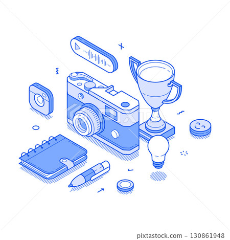 Multimedia content creation author idea brainstorming concept isometric vector illustration Multimedia content creation author idea brainstorming concept isometric vector illustration 130861948