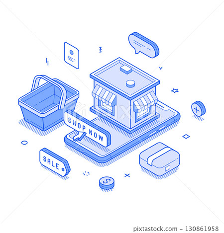 Online shopping marketplace order purchase smartphone application isometric vector Online shopping marketplace order purchase smartphone application isometric vector 130861958