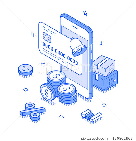 Money cashback shopping financial reward cash refund bonus isometric vector illustration 130861965