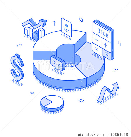 Business statistic financial accounting budget balance analyzing isometric vector illustration 130861968