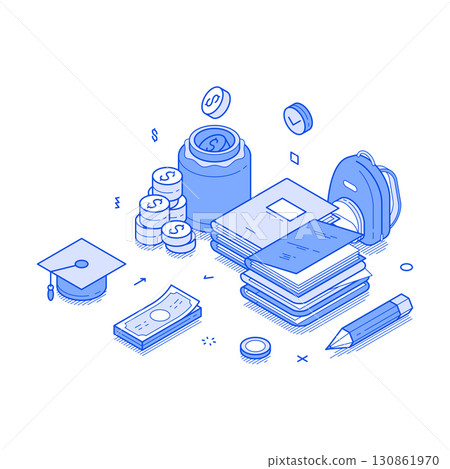 Education investment scholarship financial opportunity degree support isometric vector 130861970