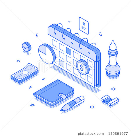 Time management business planning efficiency productivity isometric vector illustration Time management business planning efficiency productivity isometric vector illustration 130861977