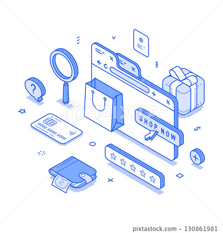 Online shopping order marketplace web browser internet page isometric vector illustration 130861981
