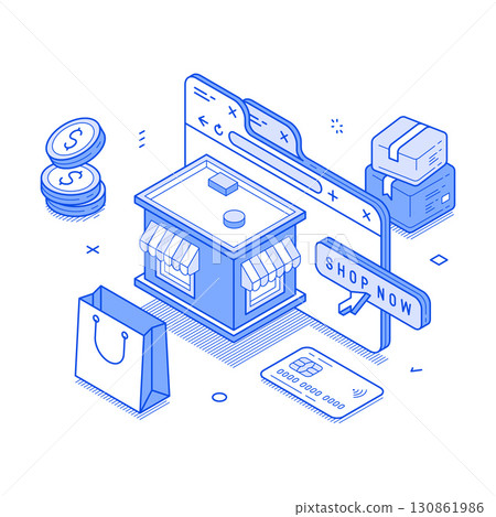 Online shopping marketplace website browser order e business isometric vector illustration Online shopping marketplace website browser order e business isometric vector illustration 130861986