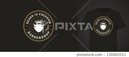 Beard Is Freedom Barbershop Logo T-shirt Design 130862011