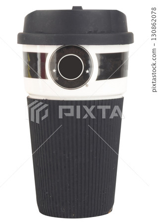 Black Coffee Cup Isolated on White Background 130862078