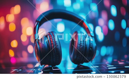 Music Notes Headphone 130862379
