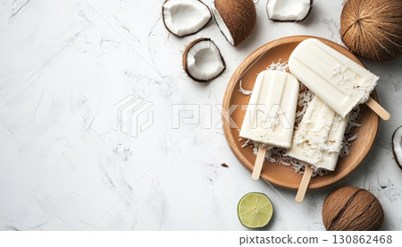 Delicious Vegan Coconut And Lime Fruit Ice Cream Popsicles On A Stick Delicious Vegan Coconut And Lime Fruit Ice Cream Popsicles On A Stick 130862468