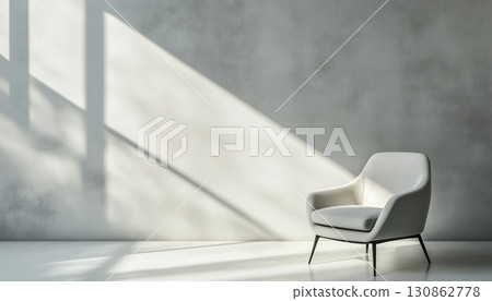 Minimalist White Room With Gray Chair And Copy Space Minimalist White Room With Gray Chair And Copy Space 130862778