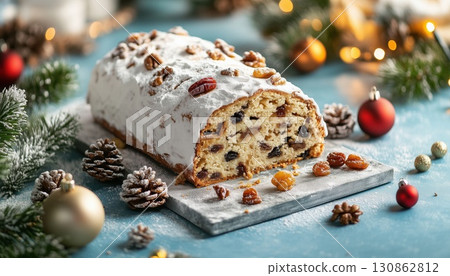 Traditional Christmas Cake With Marzipan Traditional Christmas Cake With Marzipan 130862812