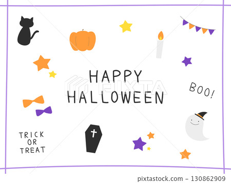 可愛的萬聖節手繪插畫素材組3 130862909