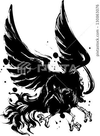 Ink painting illustration of Yatagarasu 130863076