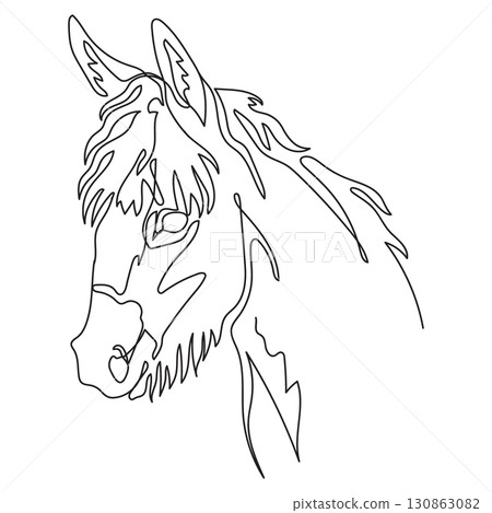 Donkey head one line drawing monochrome vector illustration Donkey head one line drawing monochrome vector illustration 130863082