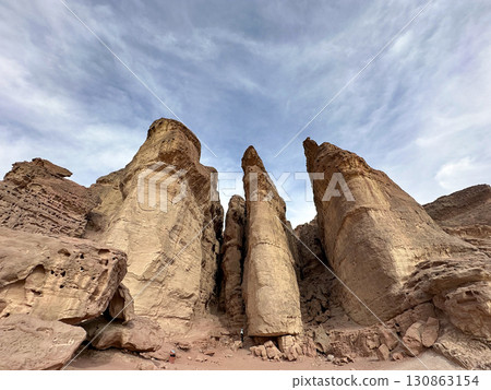 Solomon pillars in Timna Park in the Arava desert 130863154