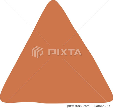 Orange triangle shape element isolated on white background. Triangular warm tone abstract rounded vector illustration with soft organic edges. Neutral banner, decorative frame. Modern graphic design. Orange triangle shape element isolated on white background. Triangular warm tone abstract rounded vector illustration with soft organic edges. Neutral banner, decorative frame. Modern graphic design. 130863283
