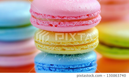 paris macarons depth field blurs background colors closeup 130863740