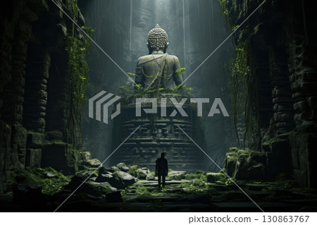 adventure explore man lost civilization jungle deep tropical 130863767