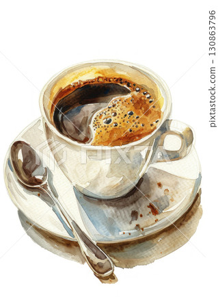 coffee beverage art watercolor painting drawing clipart drink 130863796