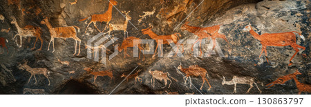 painting art rock drawing wall cave ancient primitive 130863797