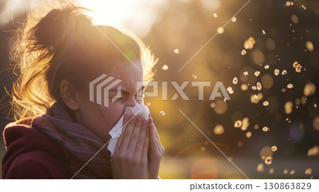 allergy pollen spring sneeze female woman girl flower allergy pollen spring sneeze female woman girl flower 130863829