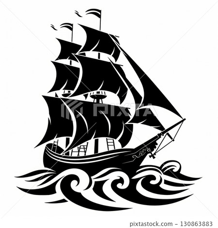 boat sailboat sailing sea logo clipart silhouette black 130863883