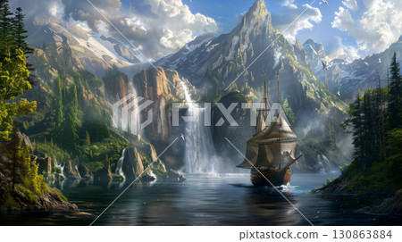 boat sailboat sailing sea waterfall mountain wallpaper fantasy boat sailboat sailing sea waterfall mountain wallpaper fantasy 130863884