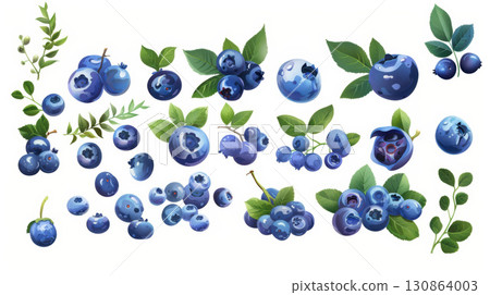 illustration blueberries plums style cartoonish colors details detailed 130864003