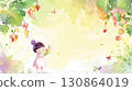 watercolor illustration girl bunch grapes style childlike color 130864019