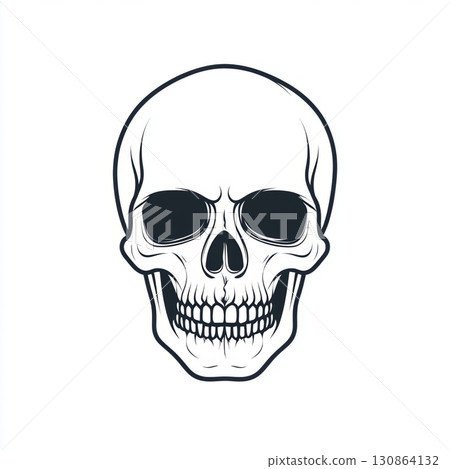 illustration human skull black white general solo looking at viewer 130864132