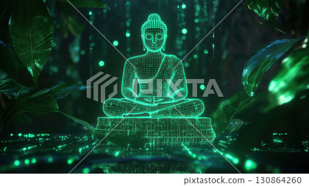 3d buddha statue expression digital rendered artwork depicted 130864260