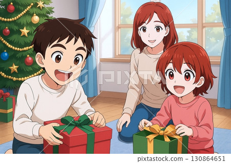Children happy with Christmas gifts 130864651