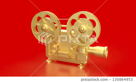 The Gold camera for cinema or entertainment concept 3d Rendering 130864953