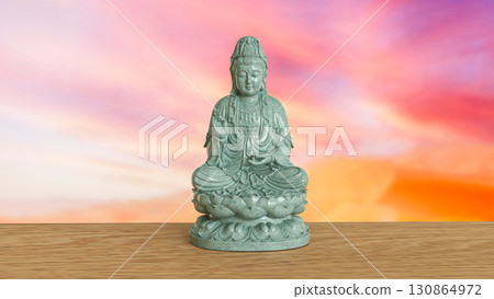 The Guan Yin sculpture  for religion concept 3d Rendering. 130864972