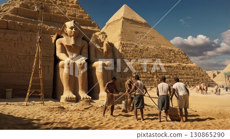 巨人建造的埃及金字塔:融合神秘與奇幻的宏偉數位藝術 巨人建造的埃及金字塔:融合神秘與奇幻的宏偉數位藝術 130865290