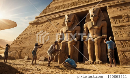 巨人建造的埃及金字塔:融合神秘與奇幻的宏偉數位藝術 巨人建造的埃及金字塔:融合神秘與奇幻的宏偉數位藝術 130865311