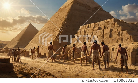 巨人建造的埃及金字塔:融合神秘與奇幻的宏偉數位藝術 巨人建造的埃及金字塔:融合神秘與奇幻的宏偉數位藝術 130865322