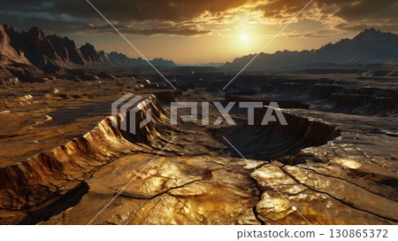 壯觀的數位藝術描繪了金星這片沒有空氣的土地，一個充滿幻想和神秘的地方 130865372