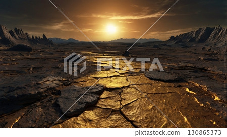 壯觀的數位藝術描繪了金星這片沒有空氣的土地，一個充滿幻想和神秘的地方 130865373