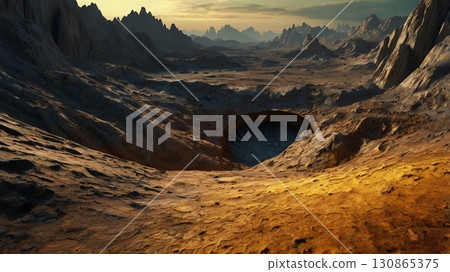 Spectacular digital art depicting the airless land of Venus, a place of fantasy and mystery Spectacular digital art depicting the airless land of Venus, a place of fantasy and mystery 130865375