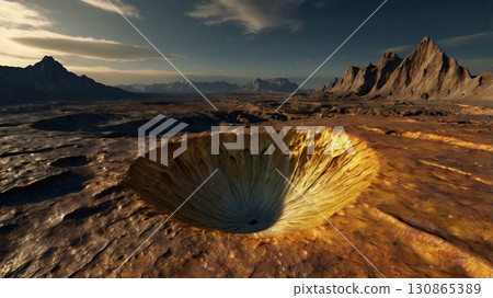 壯觀的數位藝術描繪了金星這片沒有空氣的土地，一個充滿幻想和神秘的地方 130865389