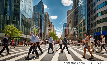Digital art of a vibrant scramble intersection where the flow of people and the pulse of the city intersect 130865440