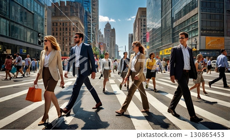 Digital art of a vibrant scramble intersection where the flow of people and the pulse of the city intersect 130865453