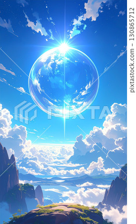 充滿藍天希望的水晶球－算命 130865712