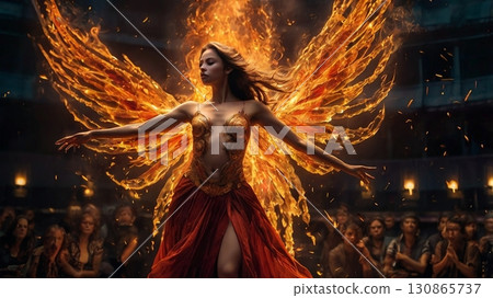 充滿火熱與激情的奇幻舞蹈－女主角演繹的神秘數位藝術 130865737