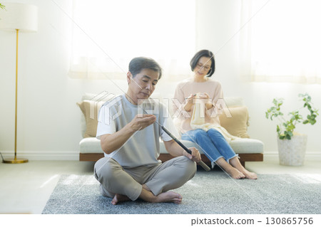 A couple enjoying hobbies 130865756