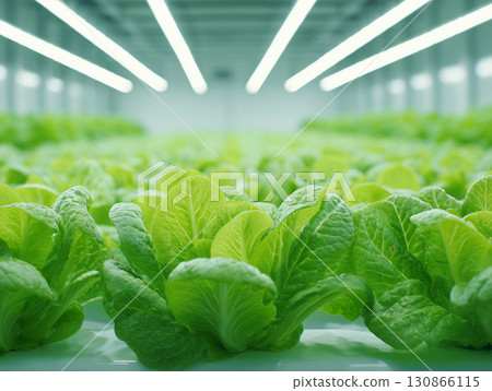 智慧農業的前沿！植物工廠培育的新鮮蔬菜 130866115