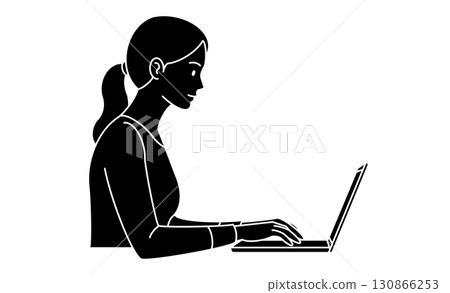 操作計算機的女人的插圖圖標 130866253