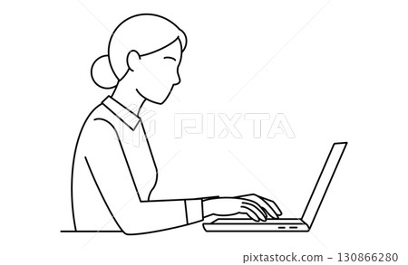 操作計算機的女人的插圖圖標 130866280
